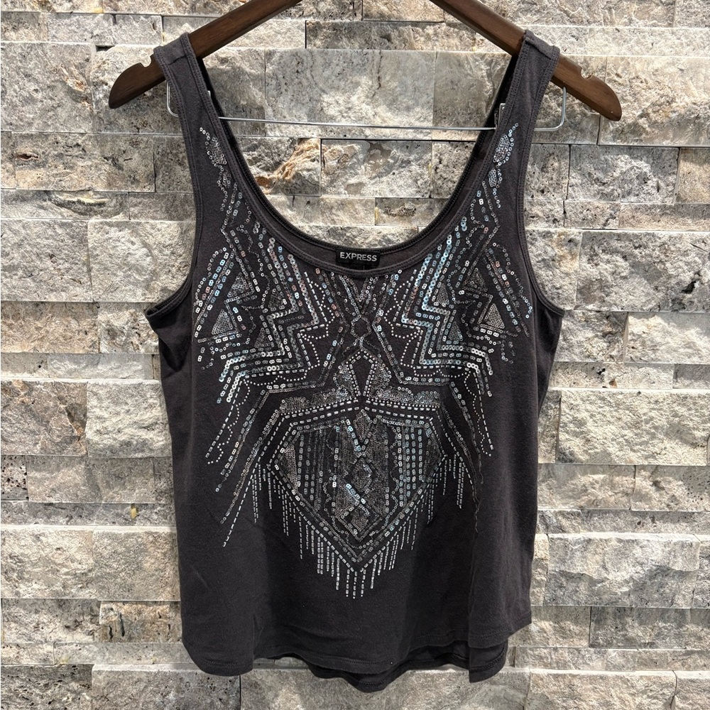 Express charcoal Embellished Women's Tank Top  sequence  good condition size S